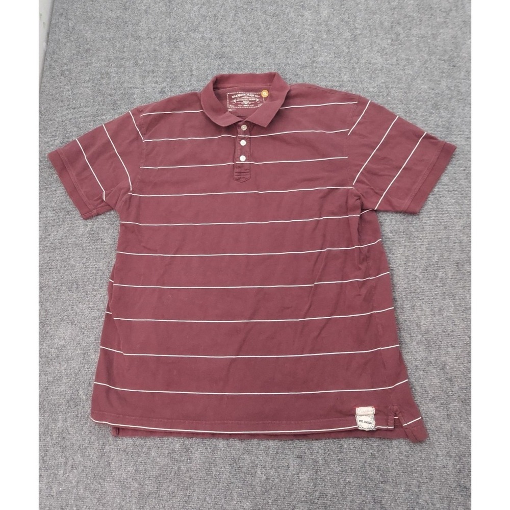 Vtg Wrangler Jeans Co‎ Polo Shirt Mens XL Burgundy Striped Short Sleeve 90s